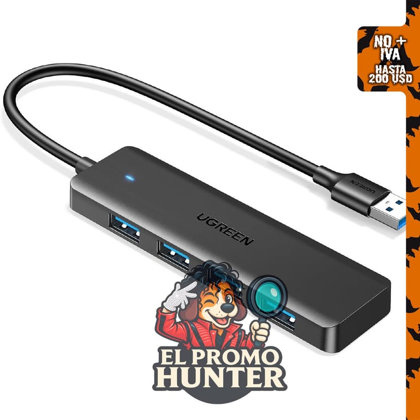 UGREEN Hub USB 3.0, 4 puertos USB A Splitter Ultra-Slim.