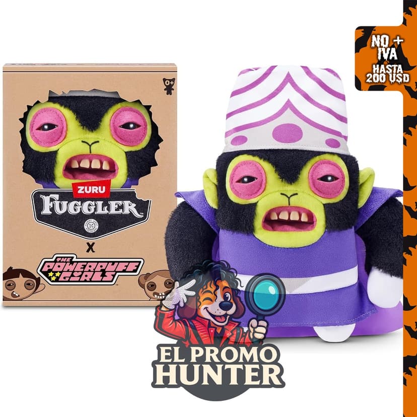 Fuggler Powerpuff Girls Mojo JoJo, juguete de peluche de 23 cm con dientes humanos, coleccionable.