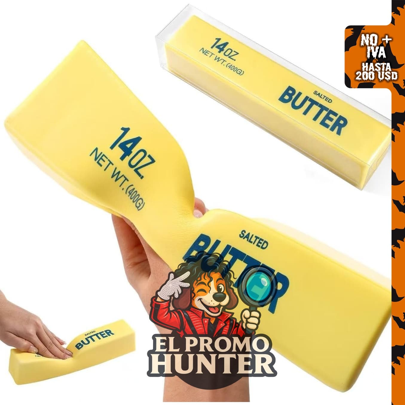 Big Butter Squishy, juguete antiestrés de 14 oz (397 g) de espuma de poliuretano suave para apretar.
