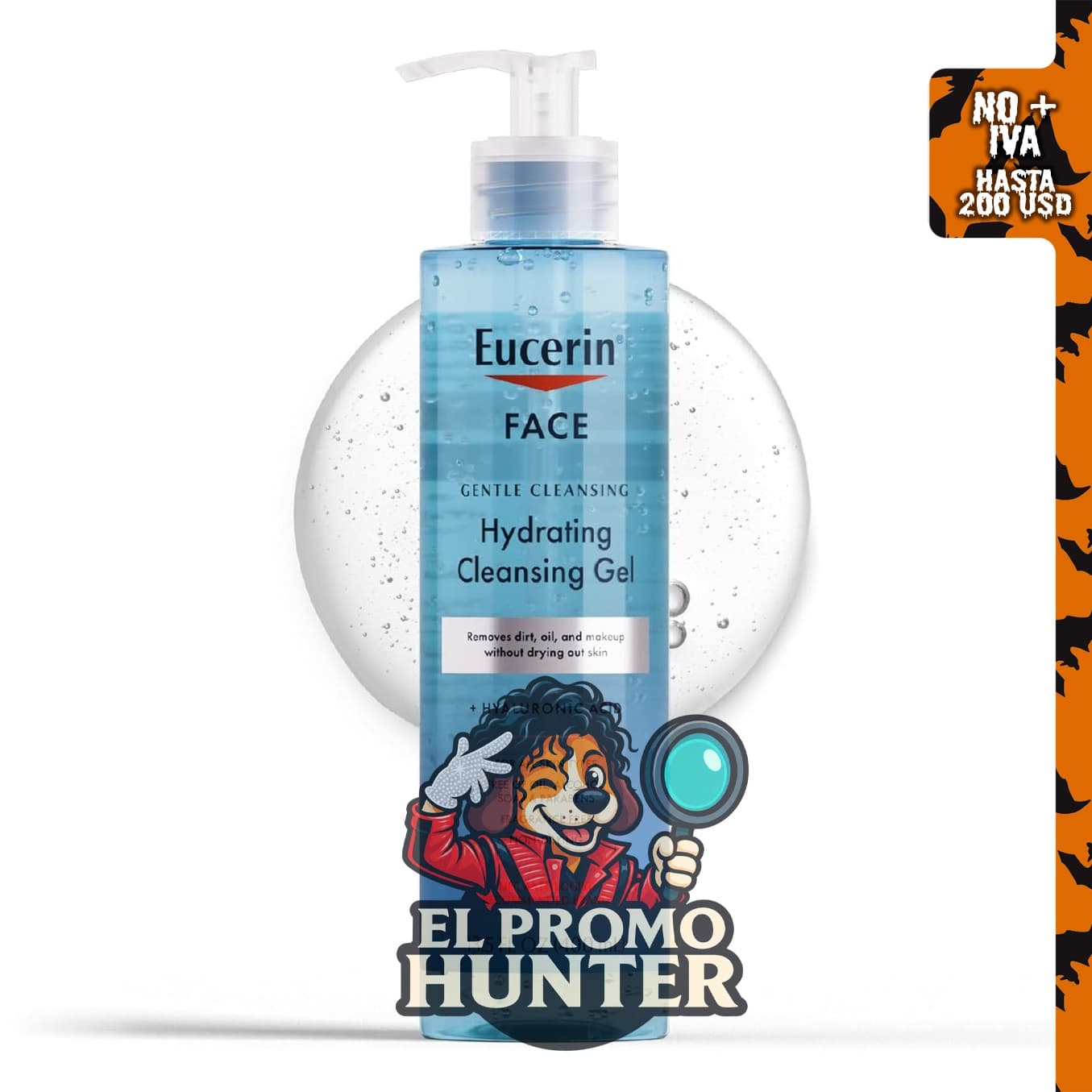 Eucerin Gel limpiador hidratante y desmaquillante para piel sensible.