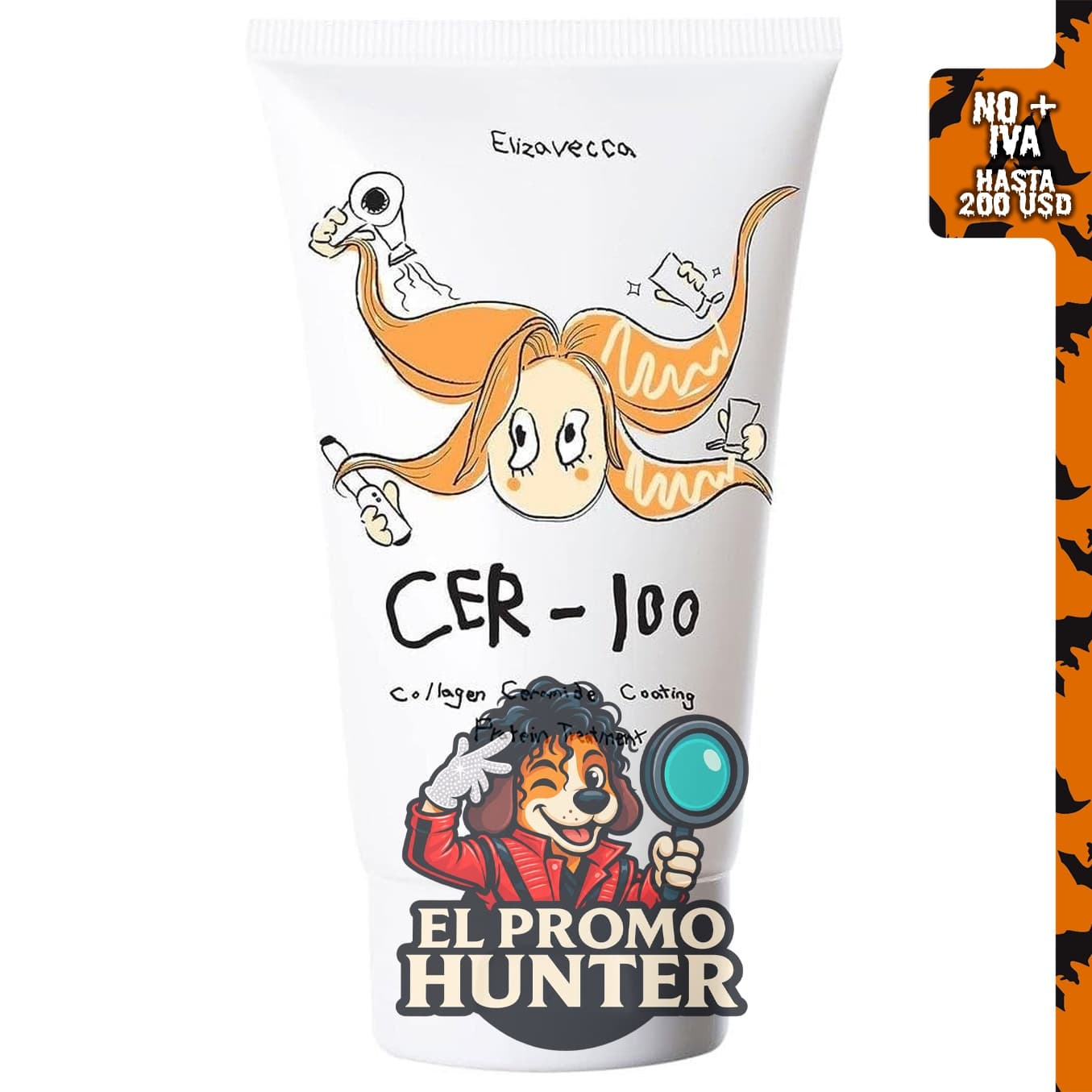 Elizavecca Milky Piggy - Tratamiento proteico de revestimiento de ceramida de colágeno, 3.38 oz (100 ml).