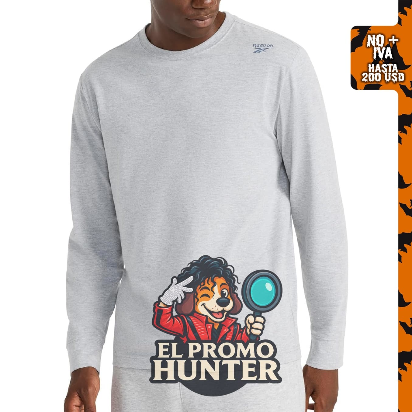Reebok Camiseta Volt de manga larga con cuello redondo para hombre.