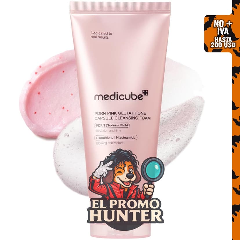 medicube Limpiador facial PDRN Pink Glutatión en cápsula, espuma limpiadora para el rostro.