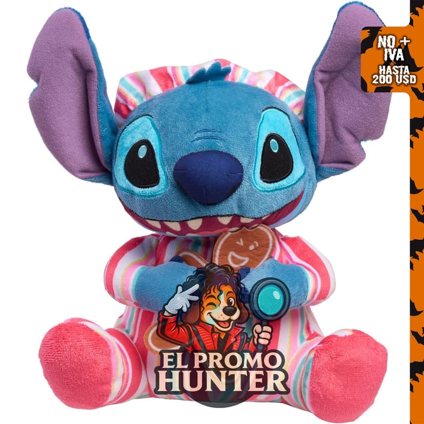 Peluche de 25 cm de Stitch de Disney con diseño navideño.