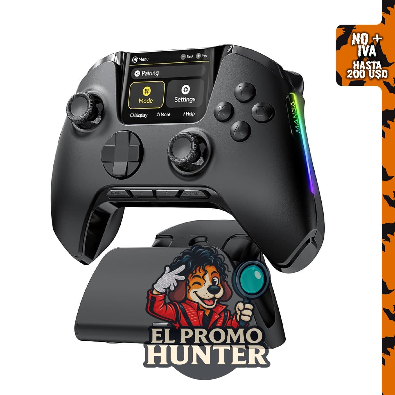 Controlador de videojuegos ManbaOne para PC/Switch/iOS/Android, con stick y gatillo de efecto Hall, iluminación RGB y botones reprogramables.