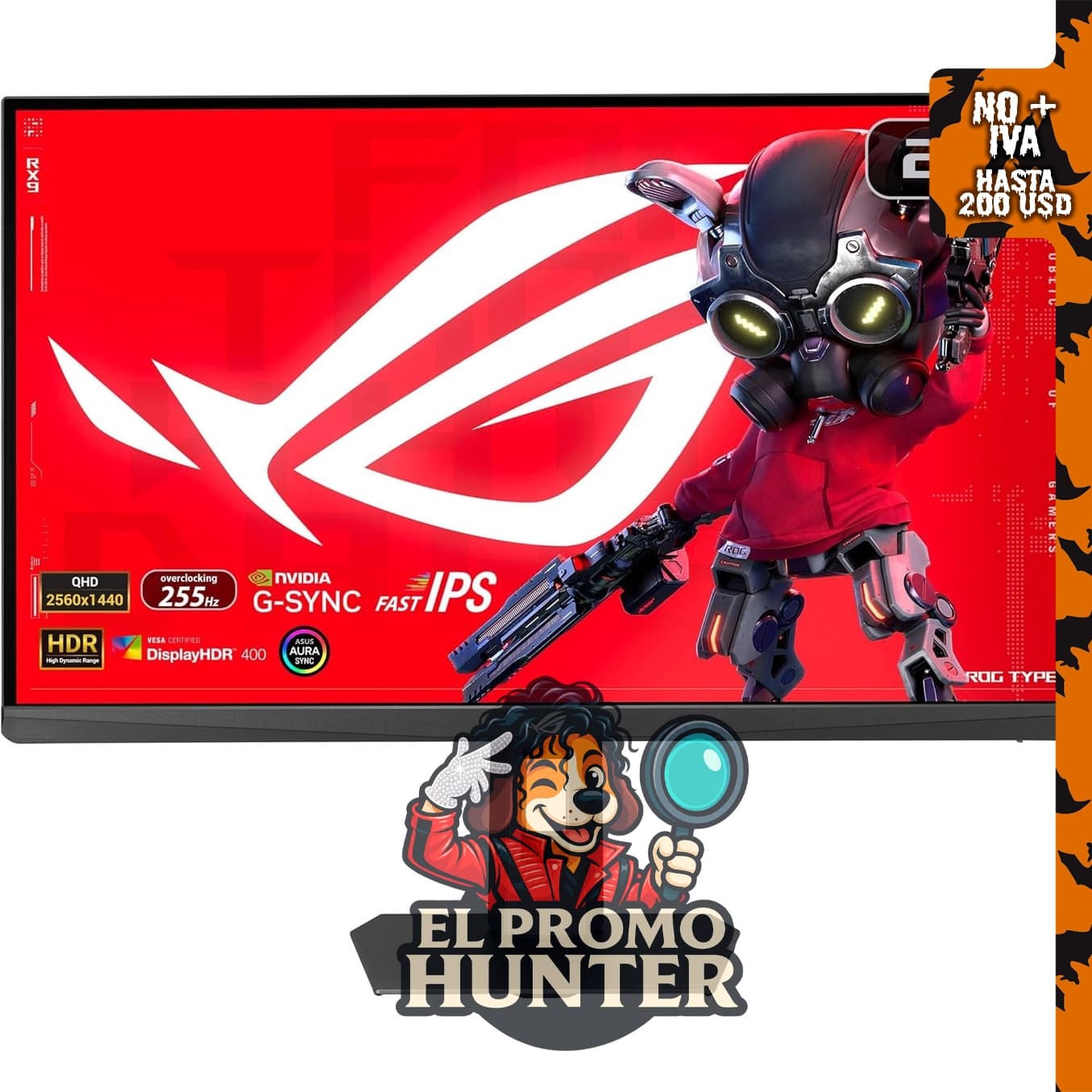 ASUS ROG XG27ACMES Monitor para juegos de 27" (68.6 cm), resolución 1440p, tasa de refresco 255Hz, panel IPS.