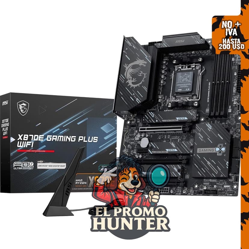 Placa base MSI X870E Gaming Plus WiFi ATX, compatible con procesadores AMD Ryzen 9000/8000/7000, AM5.