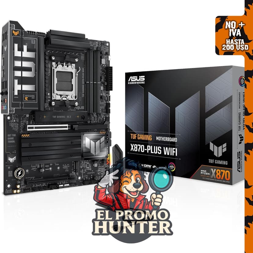 ASUS TUF Gaming X870-PLUS WiFi AMD AM5 X870 ATX, placa base con soporte para DDR5 y PCIe 5.0.