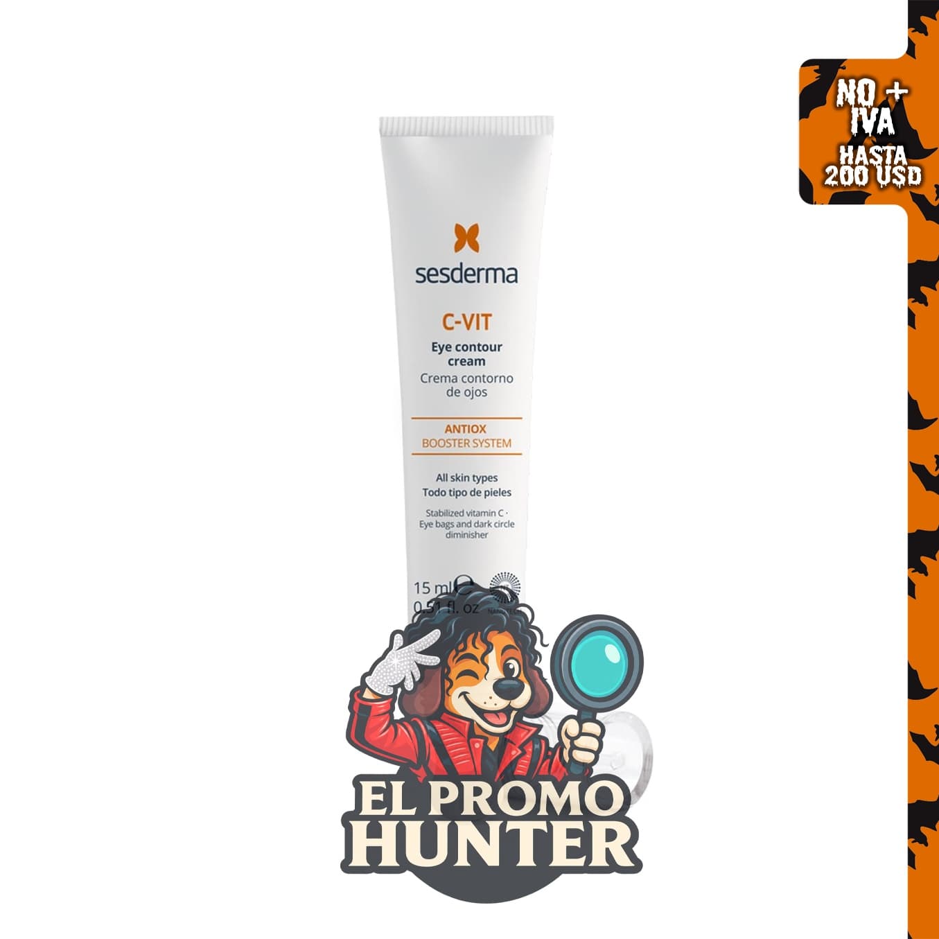 Sesderma C-VIT Crema de contorno de ojos, 0.5 oz (15 ml) para arrugas y protección antioxidante.