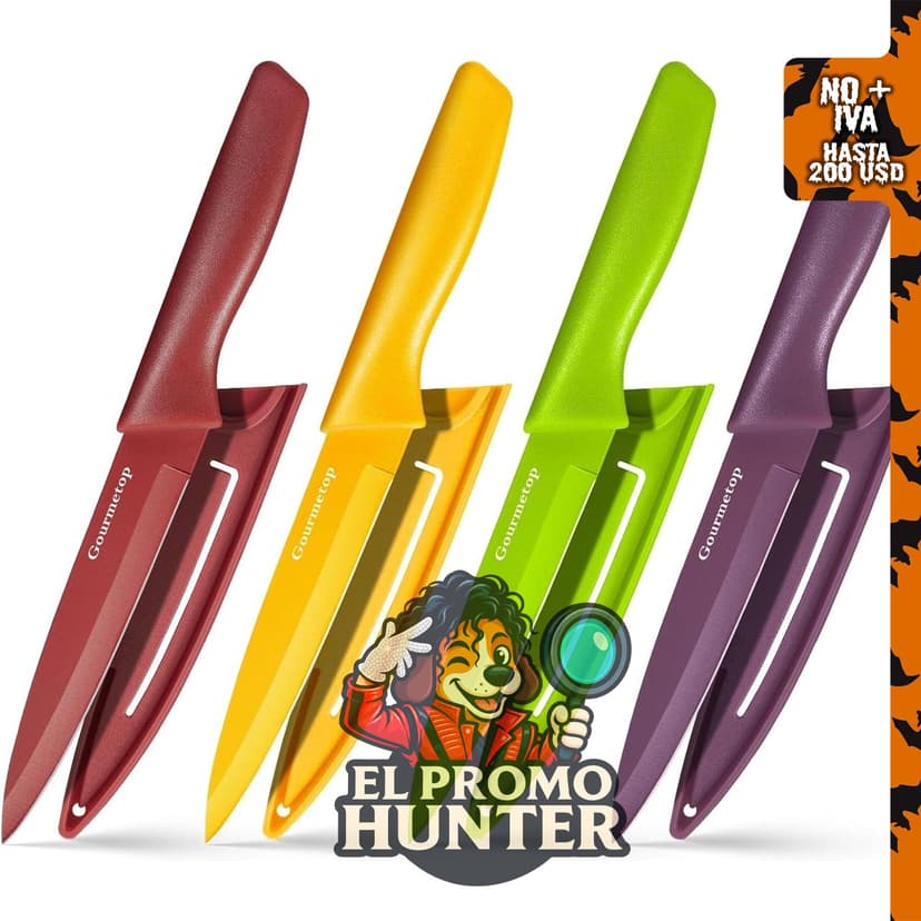 Gourmetop juego de 4 cuchillos de pelar de 3.8 pulgadas (9.7 cm) con tapa.