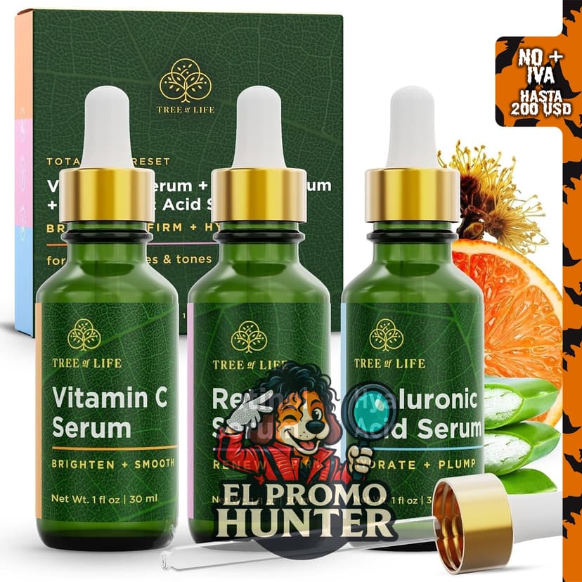 Sérum antienvejecimiento ToLB, combo de vitamina C, retinol y ácido hialurónico, 3 onzas.