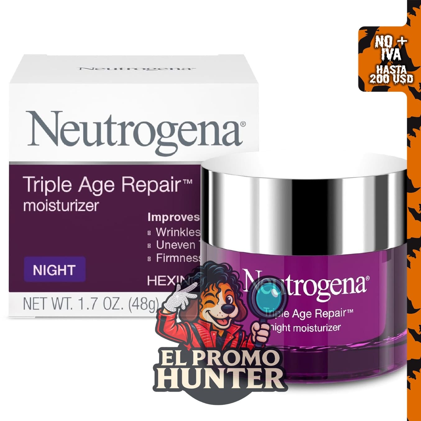 Neutrogena Crema hidratante facial nocturna Triple Age Repair, 1.7 oz (50 g).