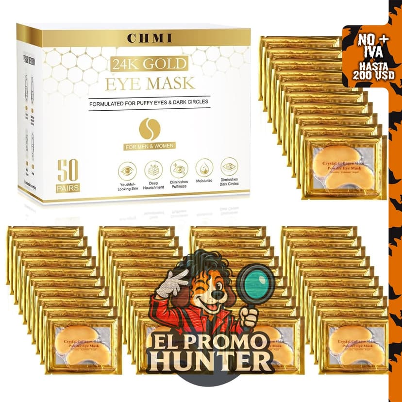 CHMI Parches de oro de 24 quilates para debajo de los ojos, 50 pares.