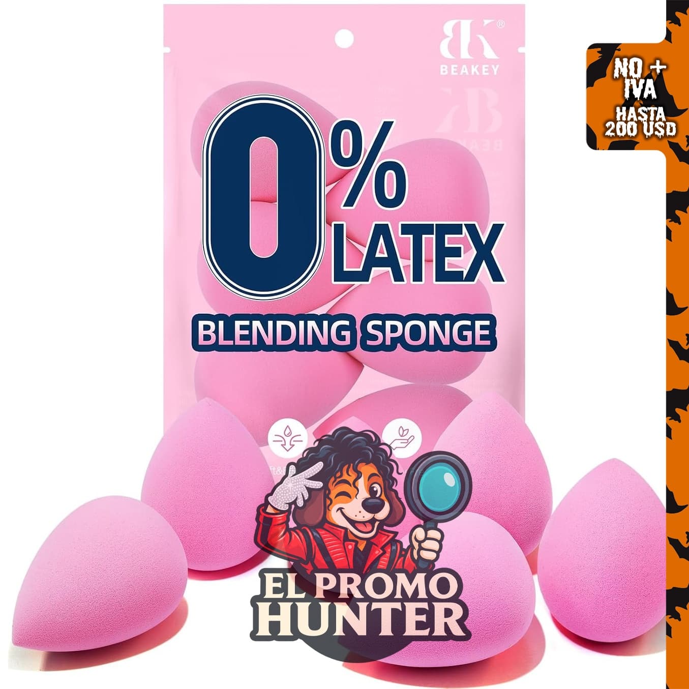 BEAKEY Juego de 6 esponjas de maquillaje para base.