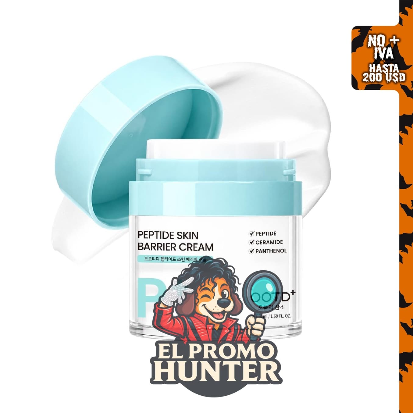 OOTD Crema hidratante facial con barrera cutánea con péptidos, 50 ml.