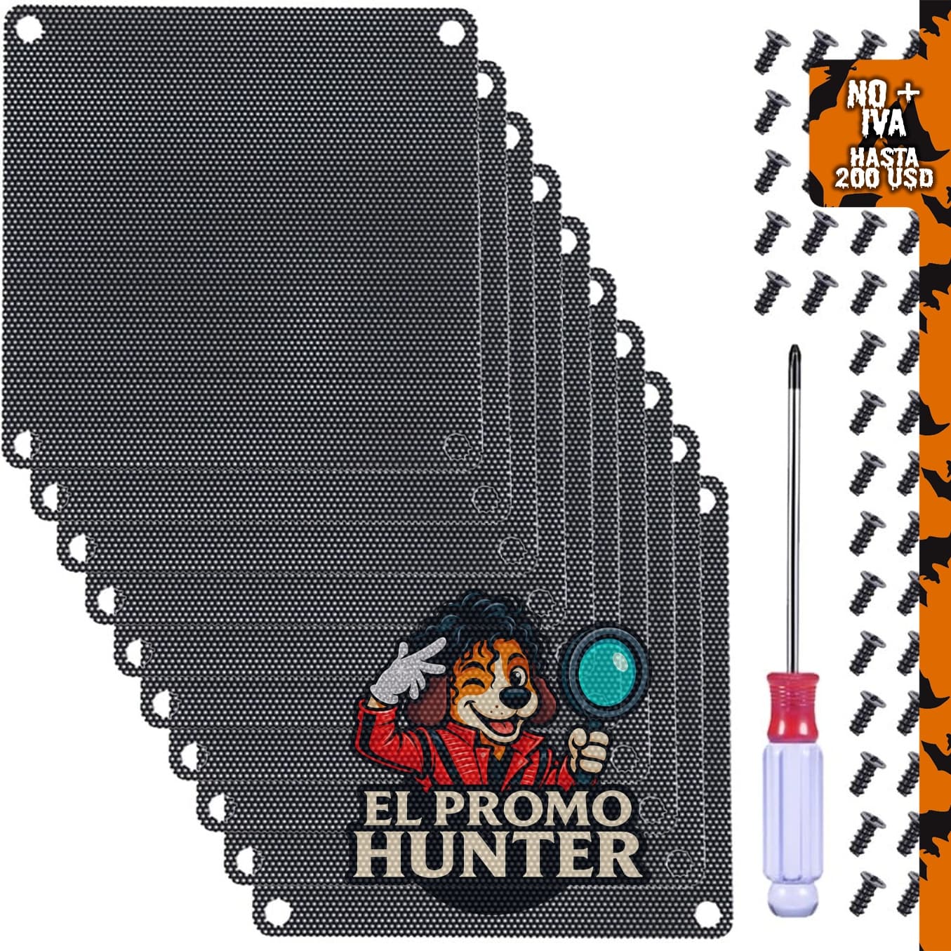 Filtro de polvo de ventilador DKARDU, 4.724 in x 4.724 in, 10 unidades, negro, plástico de PVC, montaje de tornillo.