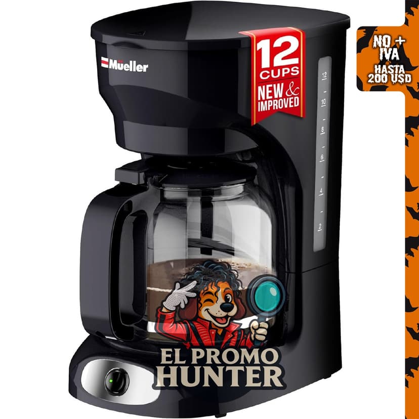 Cafetera de goteo Mueller de 12 tazas.