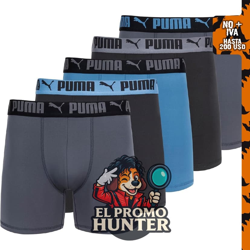 Paquete de 5 calzoncillos tipo bóxer Performance para hombre de PUMA.