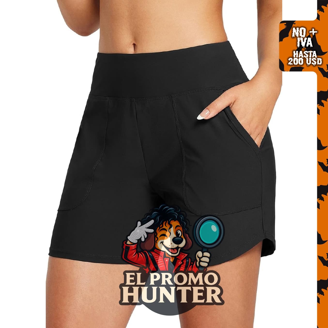 Traje de baño de cintura alta para mujer, de secado rápido, con bolsillos, disponible en 3, 5, 7 y 9 pulgadas.