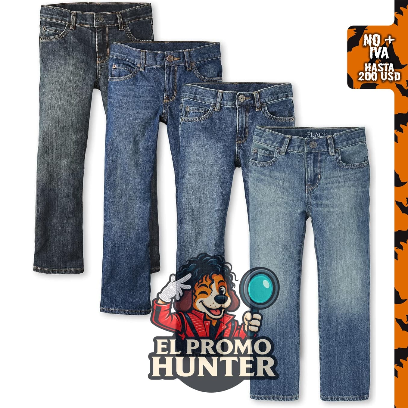 The Children's Place Jeans Bootcut para niños, pantalones de corte recto.