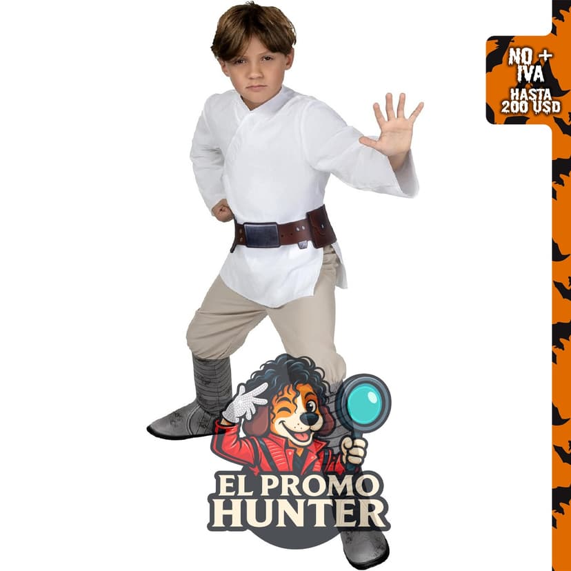 Star Wars Luke Skywalker disfraz oficial para jóvenes, incluye túnica de manga larga, cinturón y pantalones con fundas para botas.