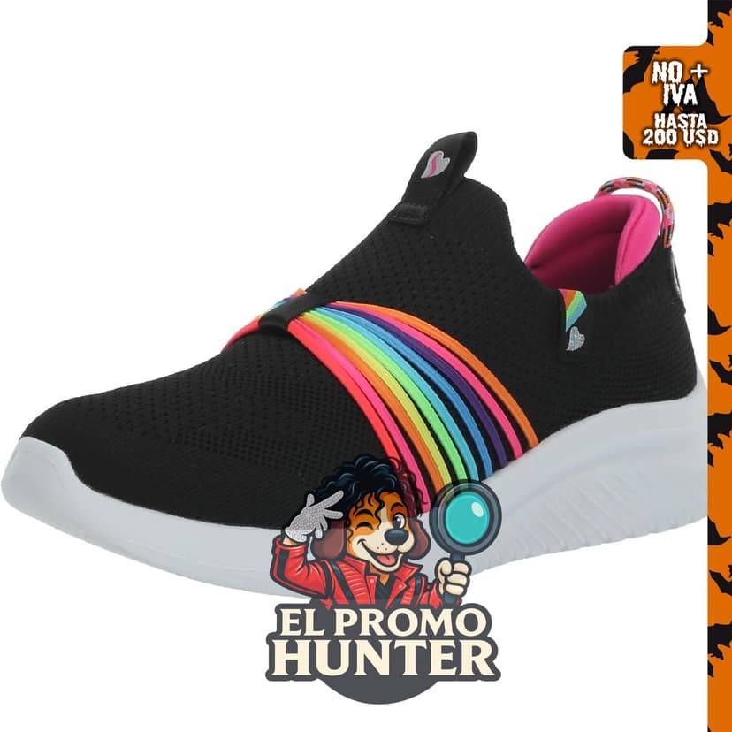Skechers Tenis Ultra Flex 3.0 para niñas, color negro/multicolor, talla 13.5.