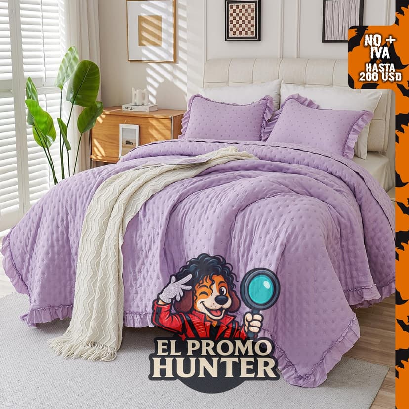 Juego de edredón King de Shabby Chic Bedding con volantes.