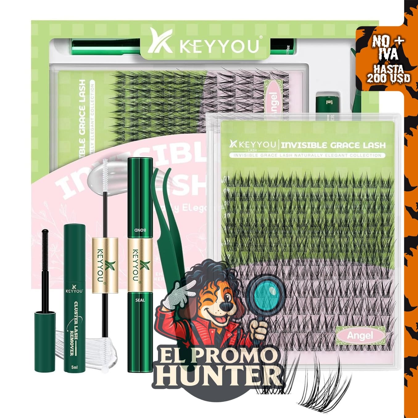 Kit de racimos de pestañas de ángel KEYYOU, pestañas de manga puntiagudas.