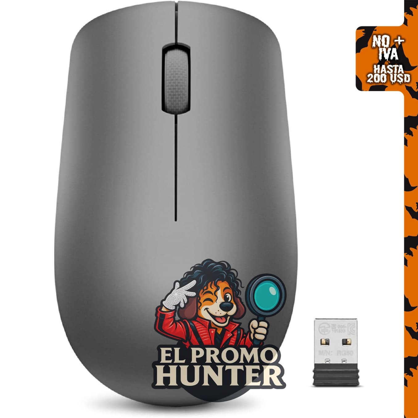 Lenovo 530 - Mouse inalámbrico de tamaño completo con receptor Nano USB de 2.4 GHz y diseño ambidiestro.