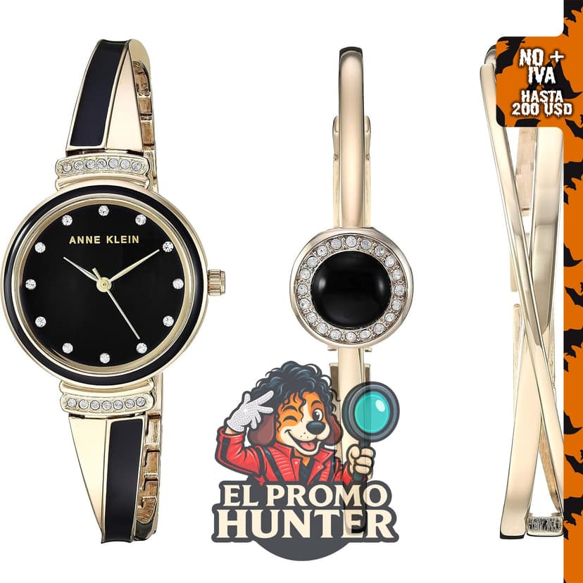 Reloj y pulsera de mujer Anne Klein con detalles de cristal.