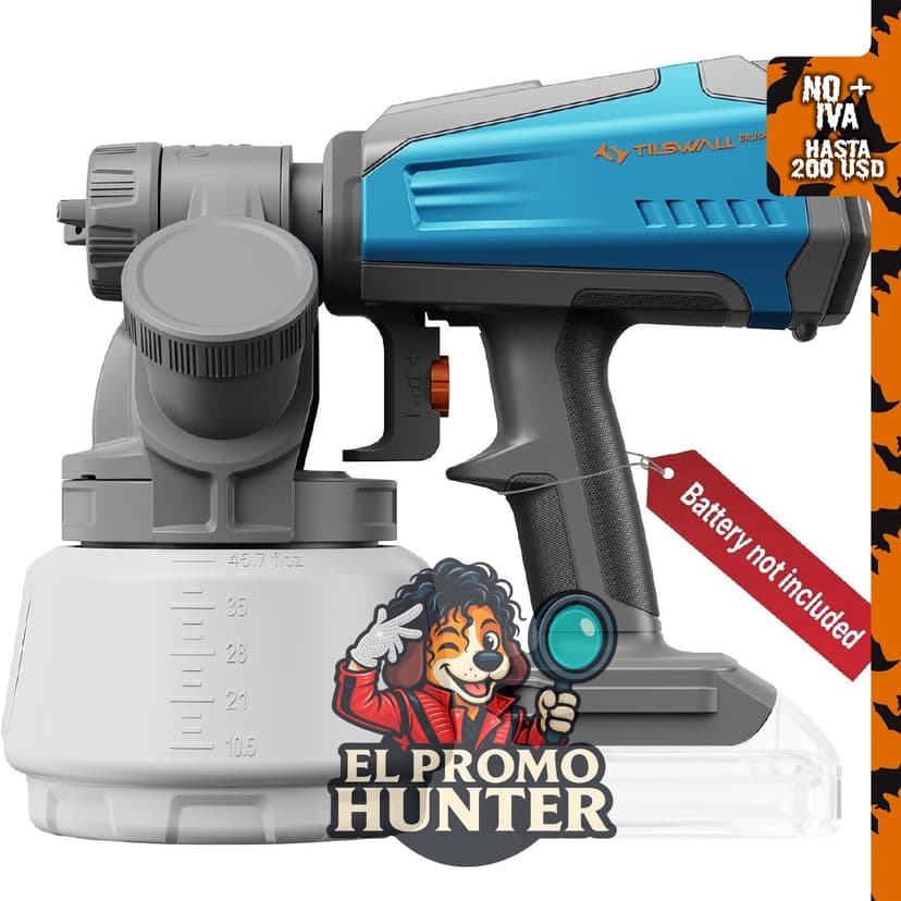 Tilswall Pulverizador de pintura inalámbrico Shark700, compatible con Dewalt.