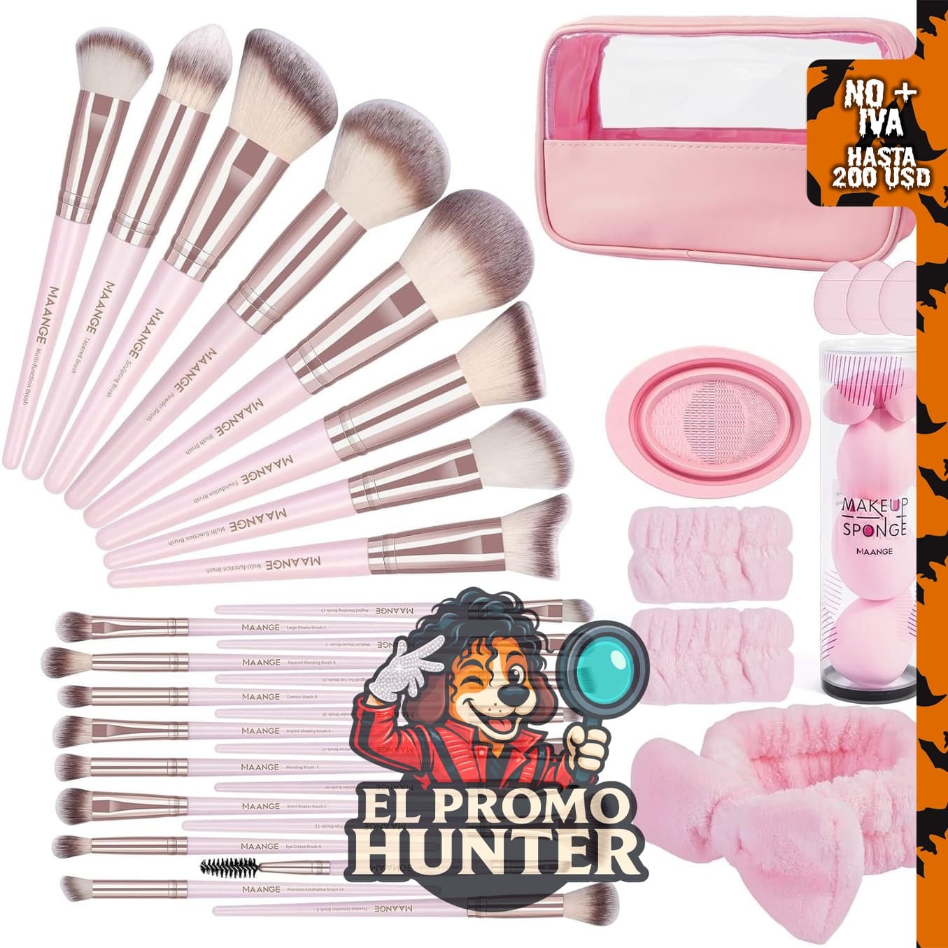 MAANGE Juego de 42 brochas de maquillaje, incluye brochas para base, correctores, polvo, sombras y rubor.