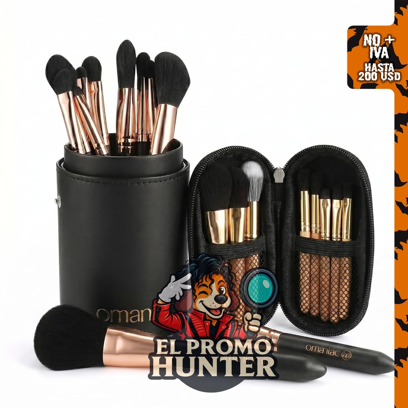 Juego de 21 brochas de maquillaje profesional, incluye 12 brochas nacaradas y 9 mini cepillos de mango de madera.
