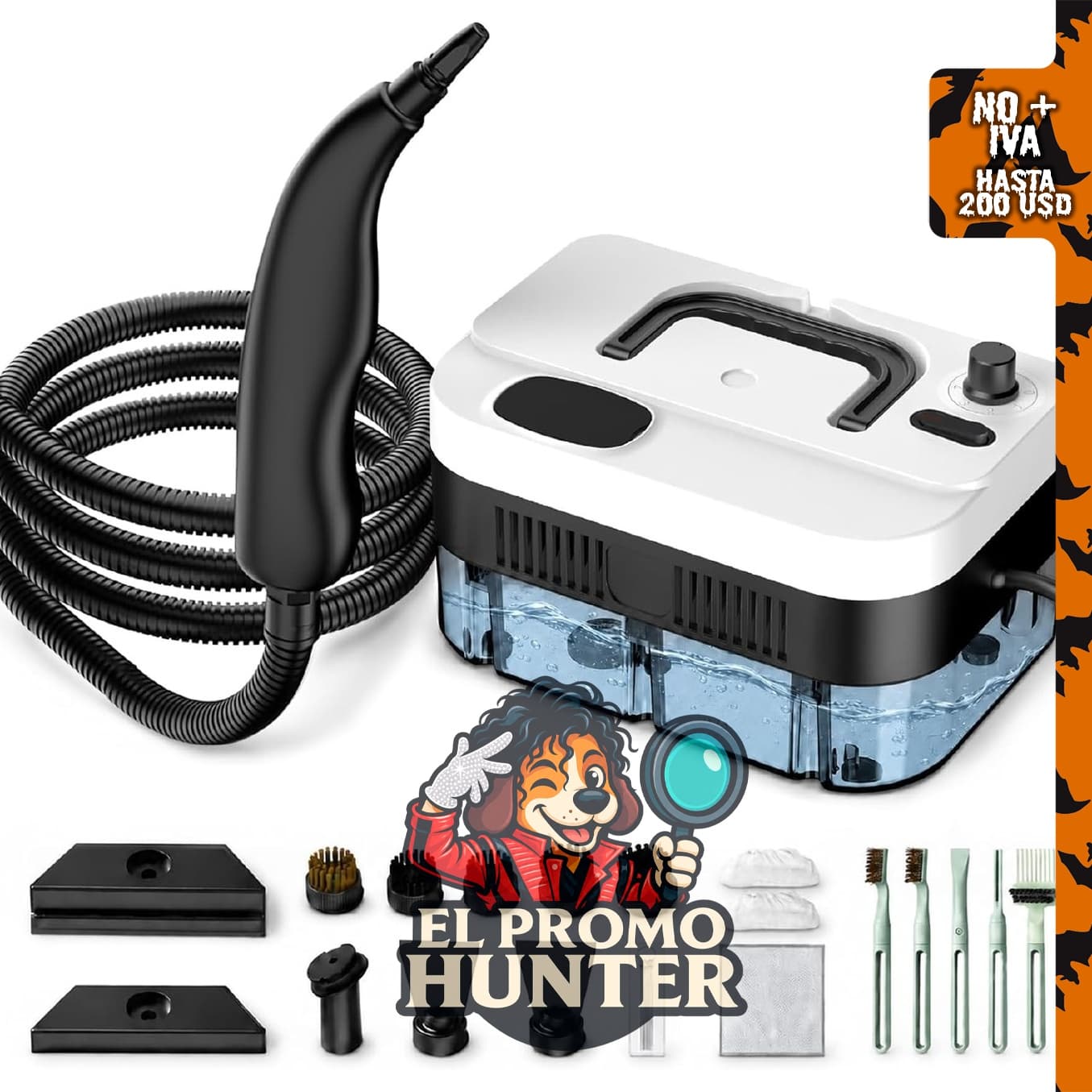 Limpiador de vapor Claive Kenila 1350W, portátil, tanque de 1.2 L (40.6 fl oz).