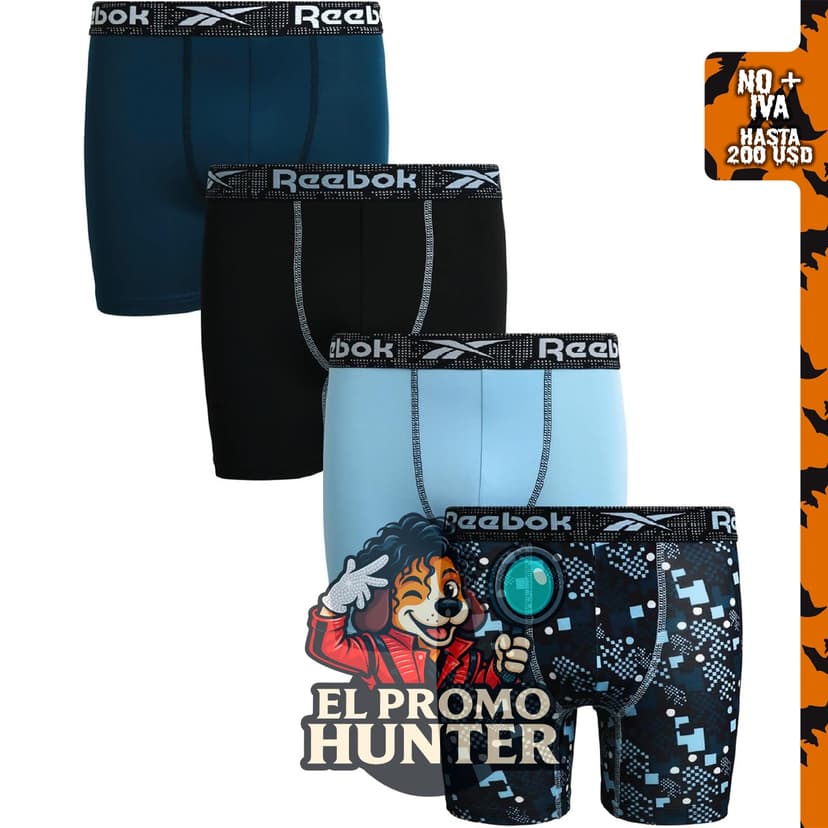 Reebok paquete de 4 calzoncillos tipo bóxer que absorben la humedad.