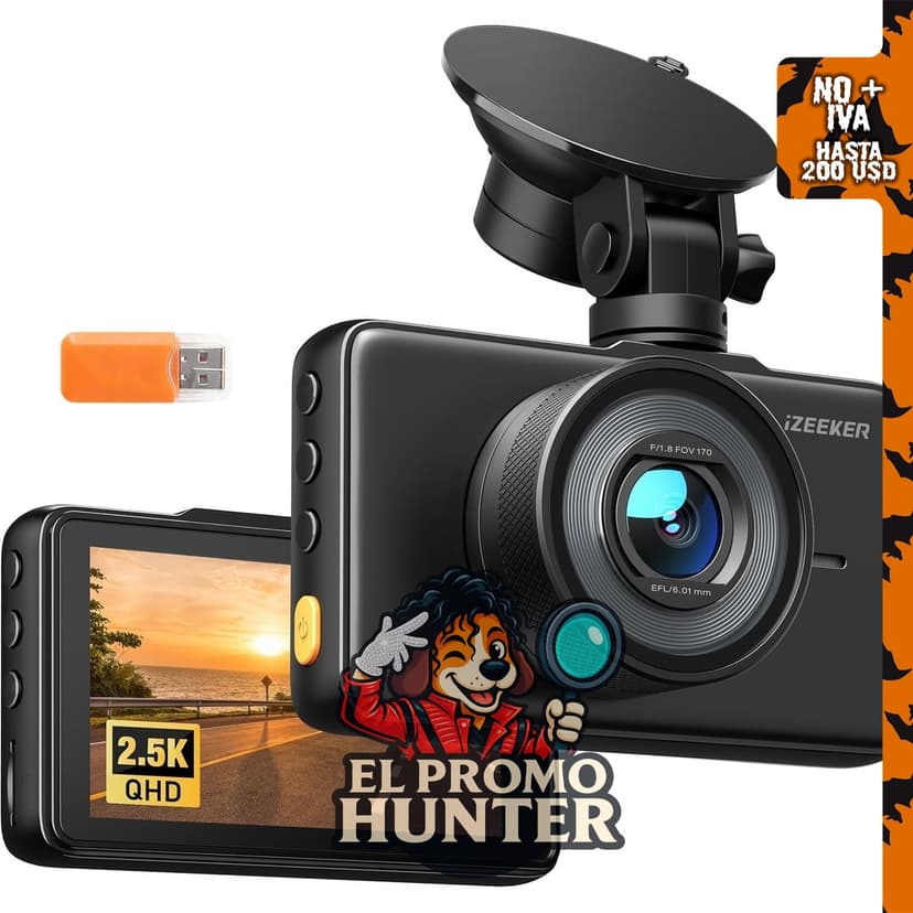 iZEEKER Cámara frontal de tablero 2.5 K QHD 1440P para vehículos.