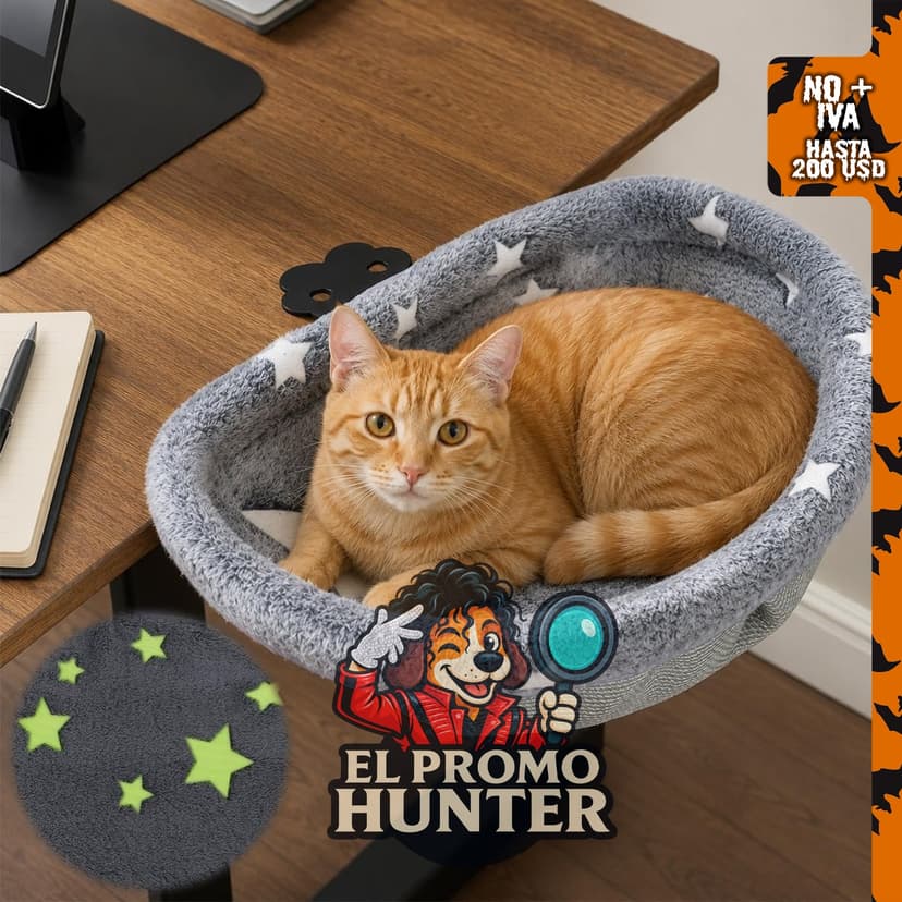Cama de escritorio ajustable para gatos.
