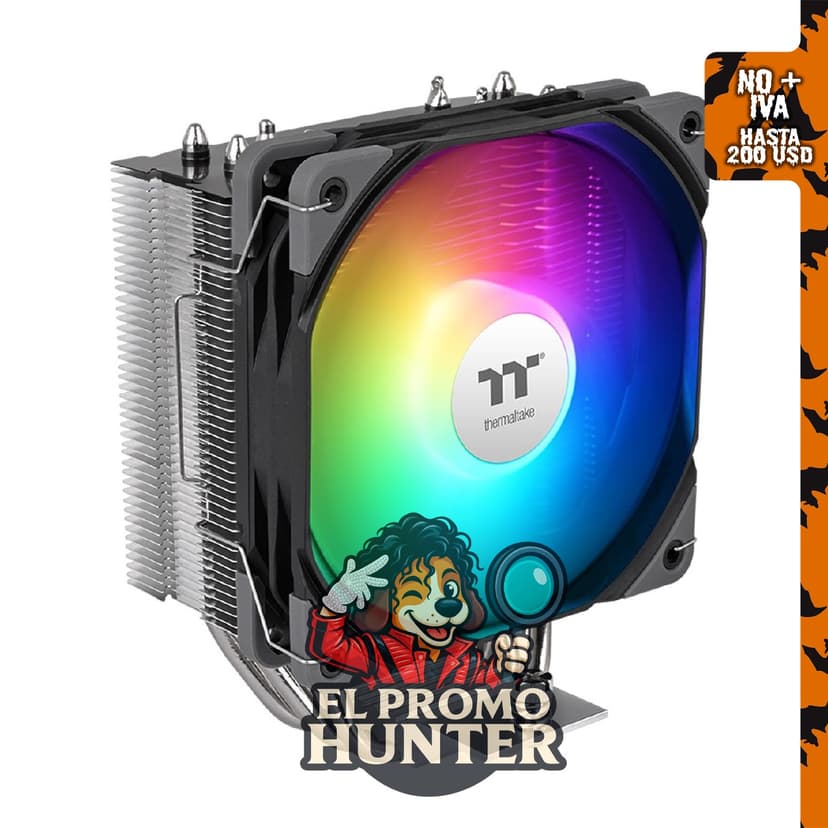 Thermaltake UX400 ARGB Enfriador de CPU con 4 tubos de calor de cobre y ventilador PWM de 120 mm.