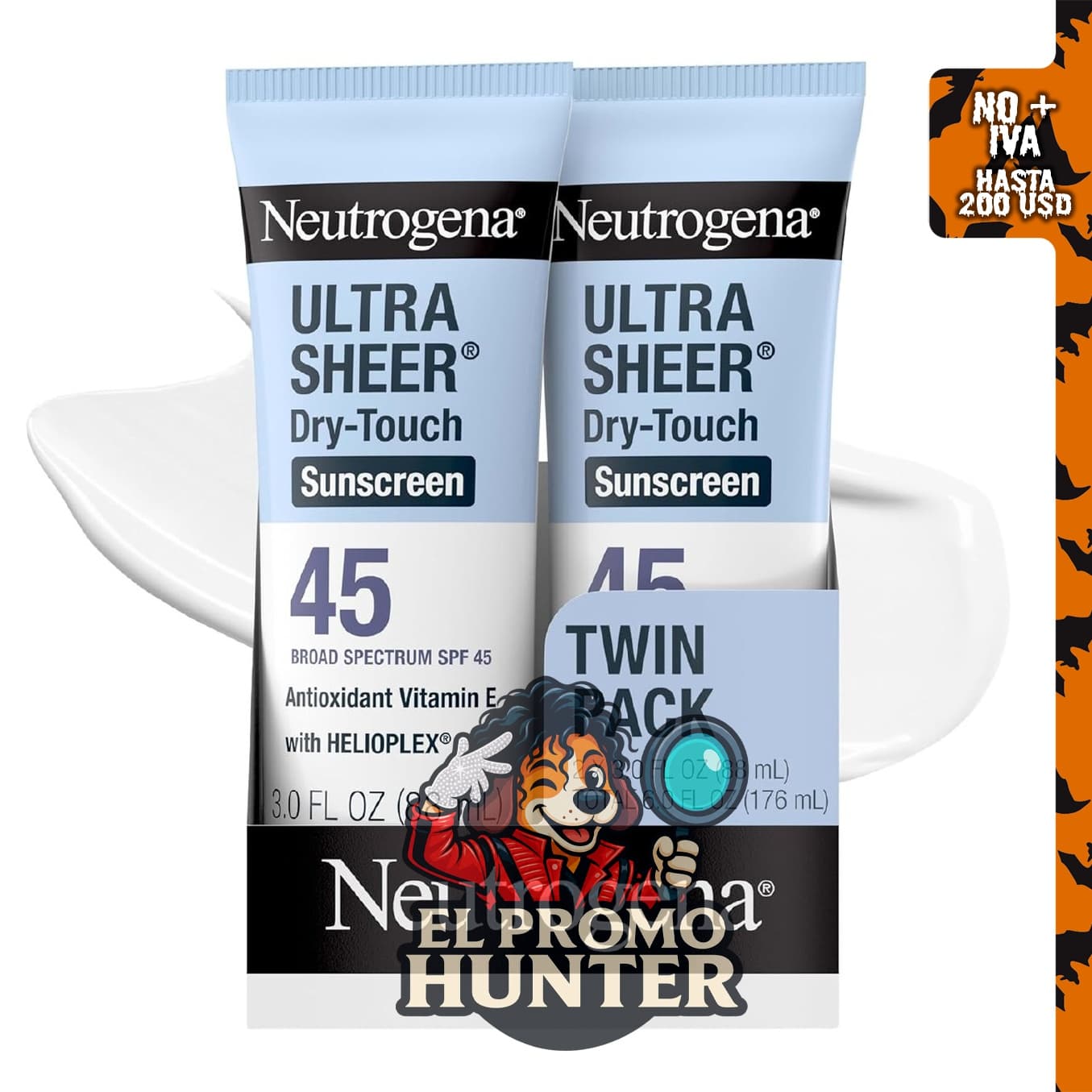 Neutrogena Ultra Sheer Dry Touch Loción de protección solar SPF 45, 88 ml.