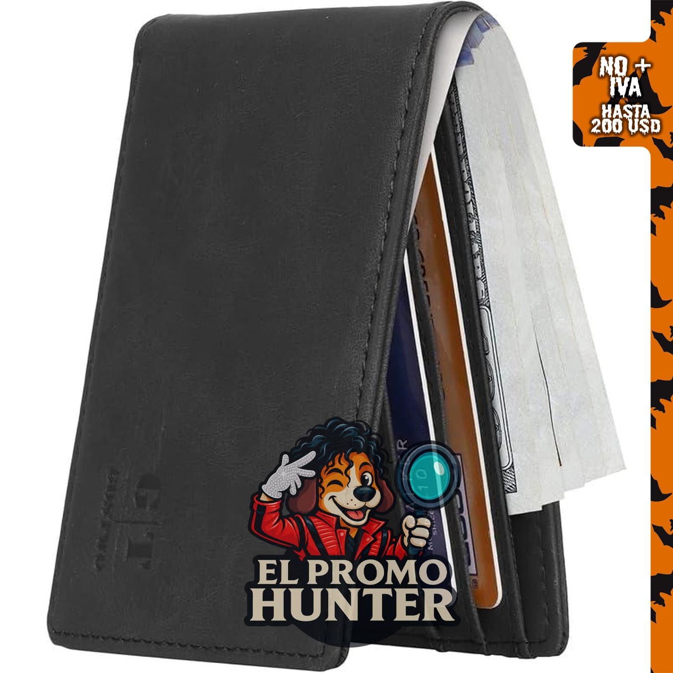 Gostwo Cartera delgada para hombre, minimalista, de piel, con ventana de identificación y bolsillo frontal.