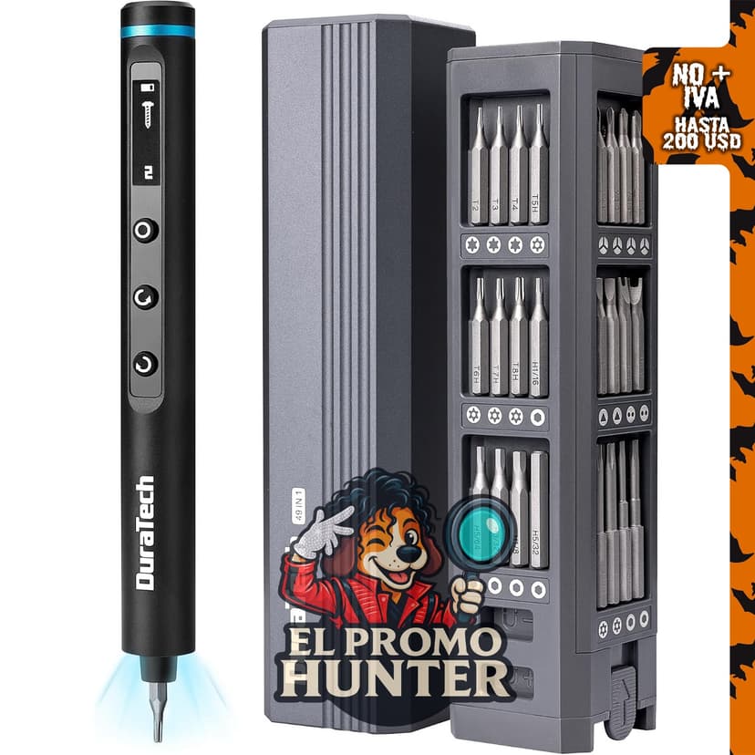 DURATECH 49-IN-1 Mini Precision Electric SAE Screwdriver Set, incluye 49 puntas de destornillador.