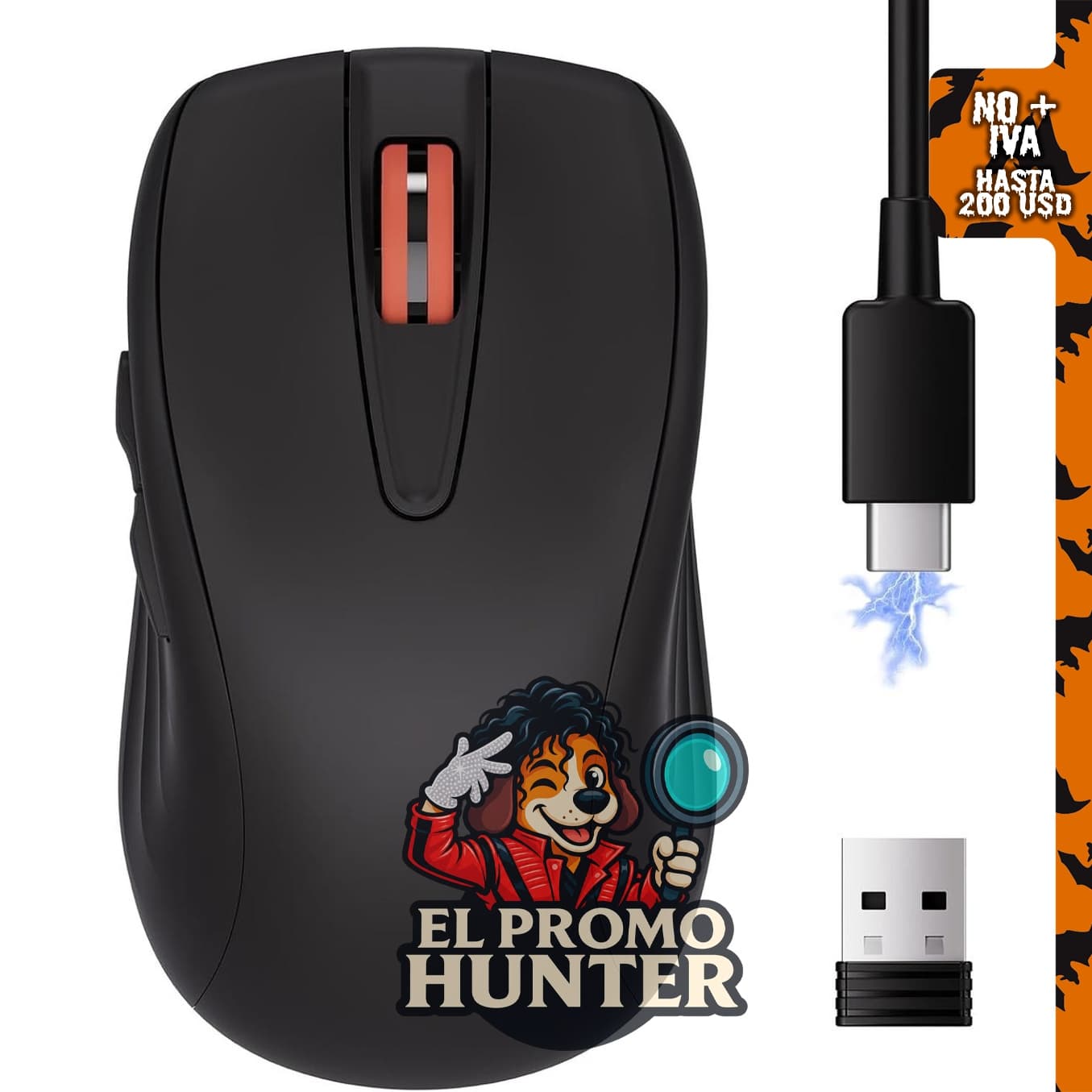 Wegear Ratón inalámbrico silencioso recargable 2.4G USB.