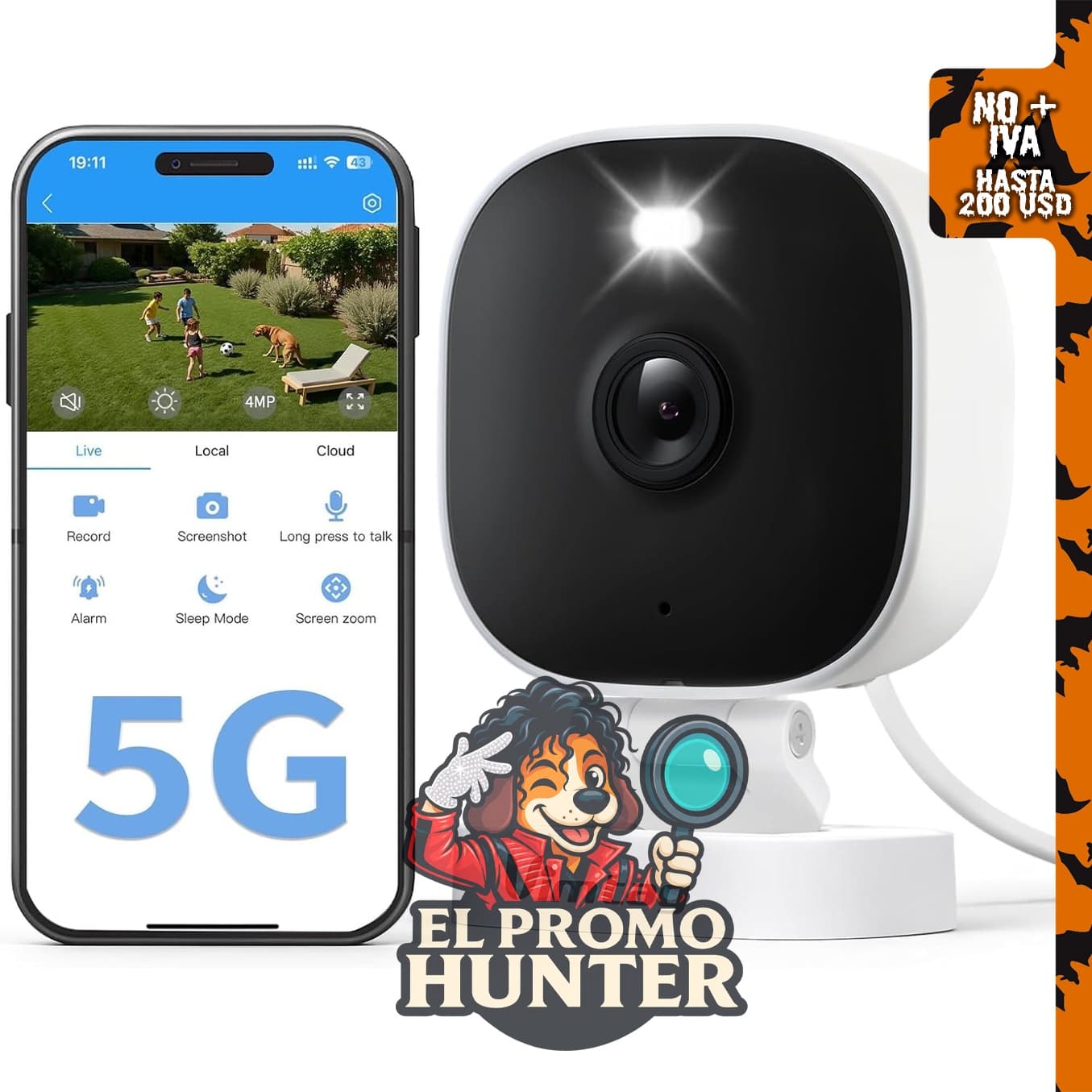 VIMTAG Cámara de seguridad para interiores y exteriores, 2.5 K, visión nocturna a color, monitor de bebé.