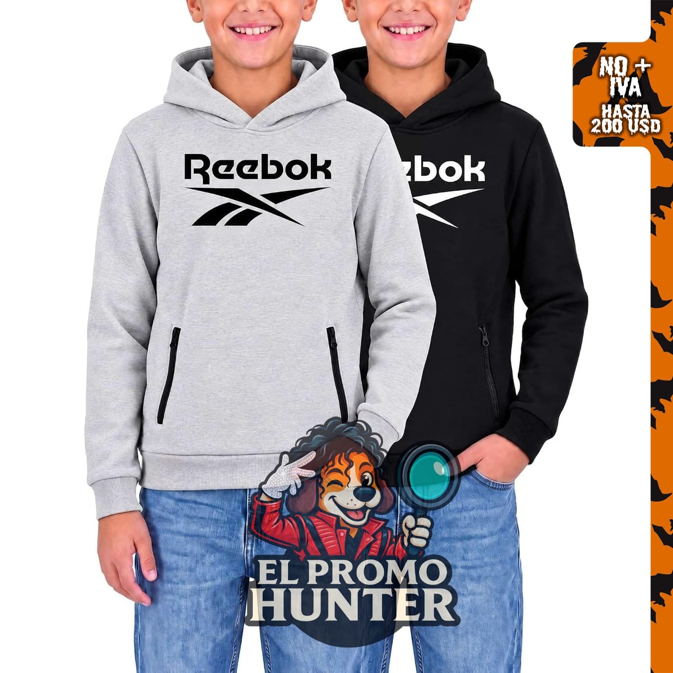 Reebok paquete de 2 sudaderas con capucha de forro polar para niños.