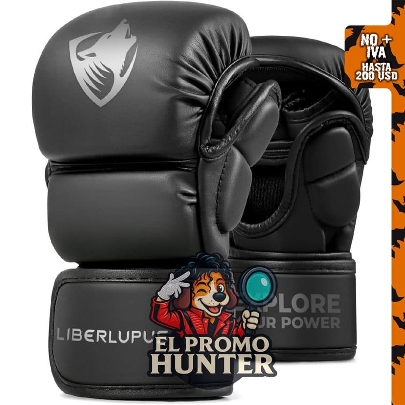 LIBERLUPUS Guantes MMA para hombres, guantes de entrenamiento de palma abierta para boxeo, kickboxing y Muay Thai.