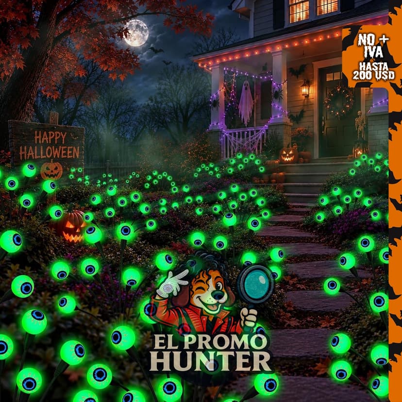 Decoraciones de Halloween al aire libre, paquete de 6 luces solares.