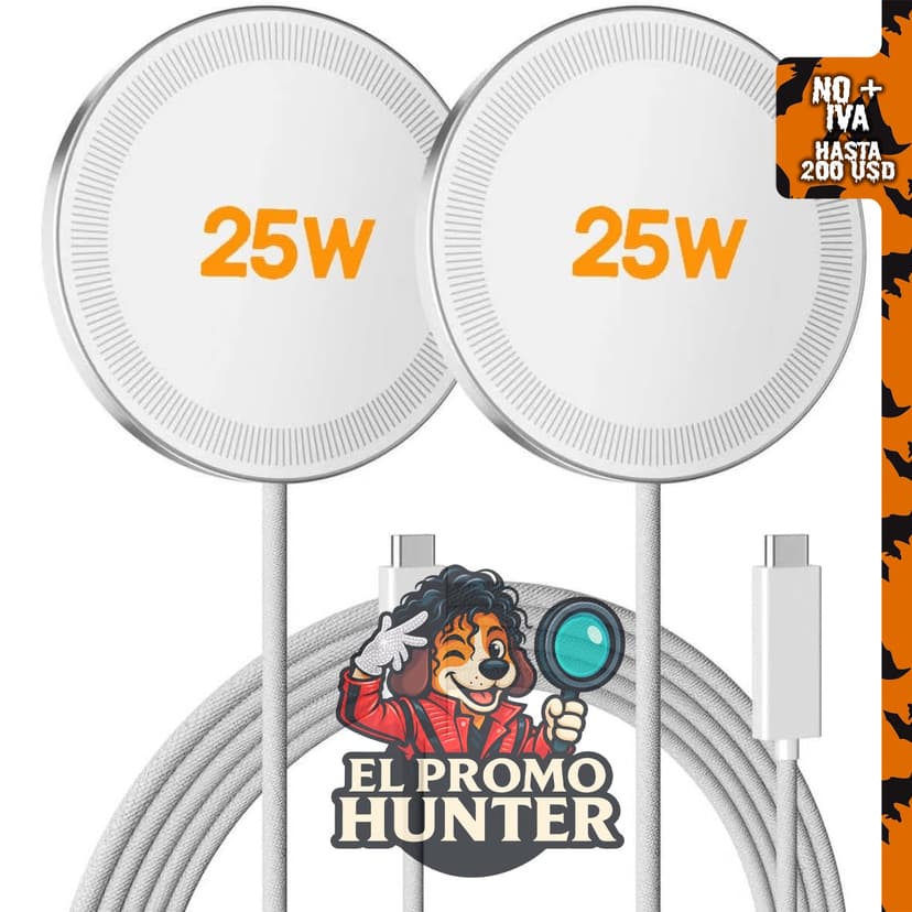 Cargador inalámbrico MagSafe de 25 W para almohadilla magnética de carga.