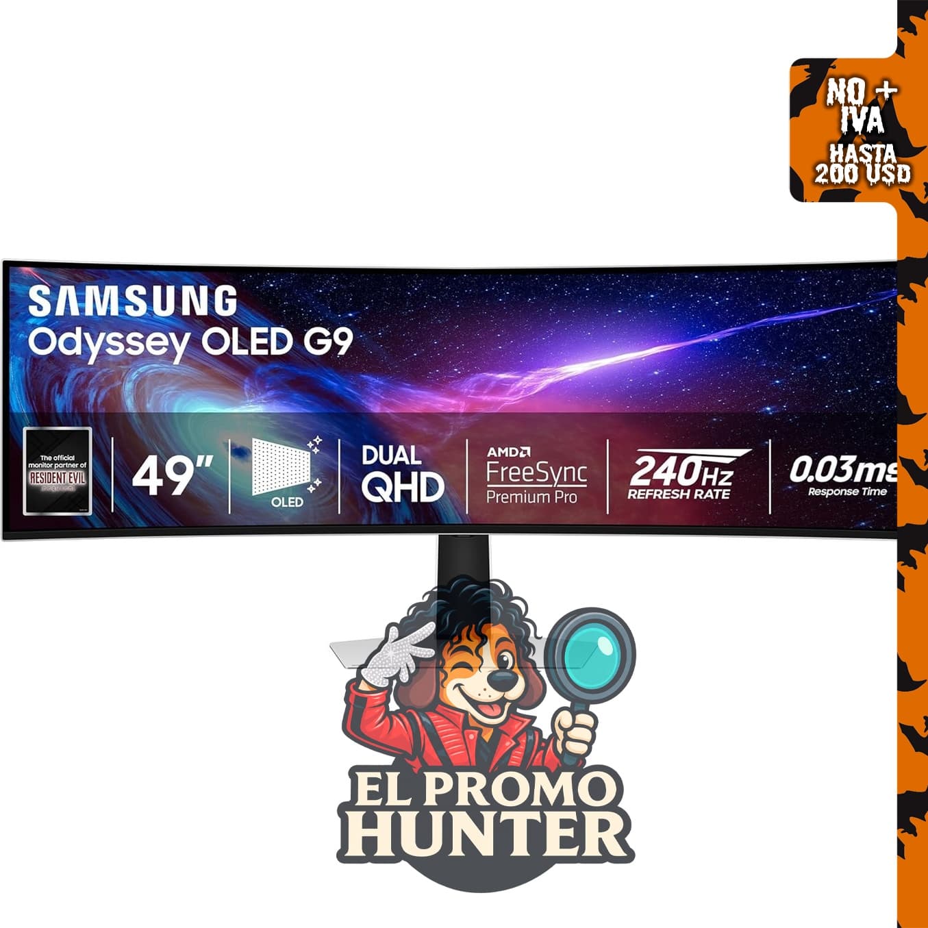 Samsung Odyssey (G93SC) Series QD-OLED - Monitor curvo para juegos de 49" (124.5 cm)