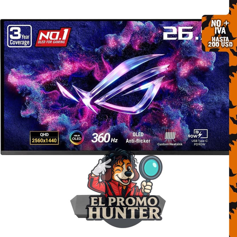 Monitor ASUS ROG Strix QD-OLED de 26.5" (67.3 cm) 1440P, 360Hz, 0.03ms, compatible con G-SYNC.