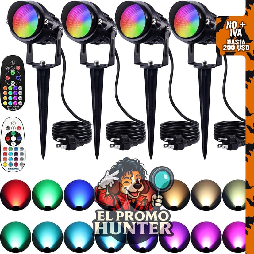 SUNVIE Focos de Halloween impermeables 12W RGB LED para iluminación exterior.